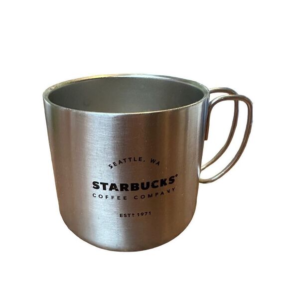 Starbucks Gatherings Mug Silver Metal Stainless Steel Camping Wire Cup 12oz  dis - Picture 1 of 4